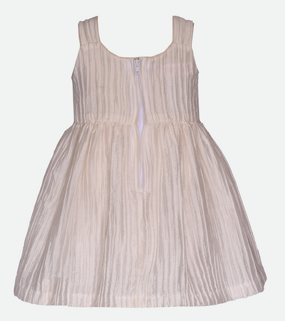 White party dress for baby girl with flower trim 