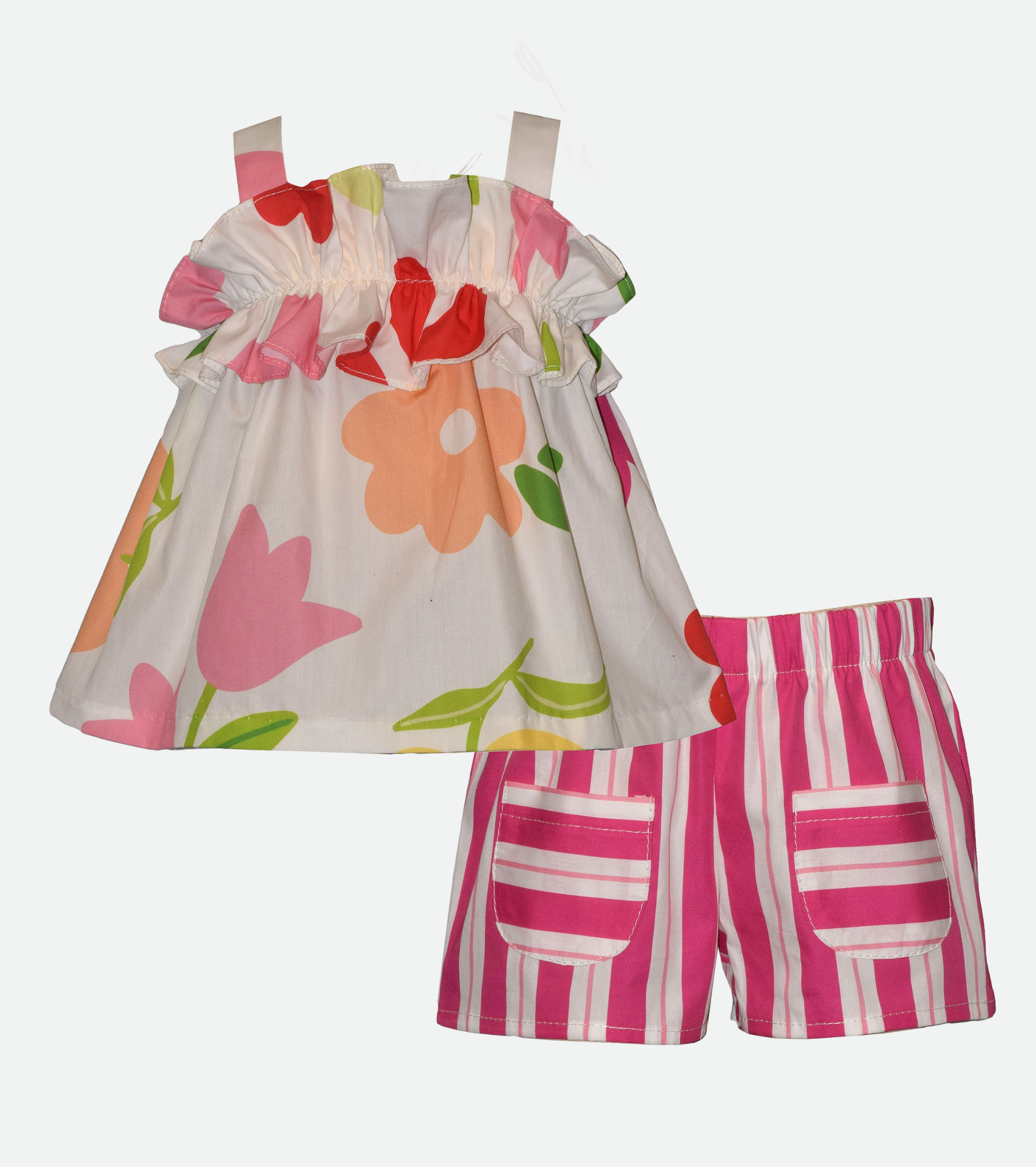 Girls Summer Outfit Set in Floral Print