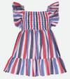 Red white and blue striped dress for little girl americana 