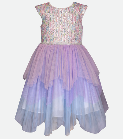 Short sleeve sequin fairy party dress for girls