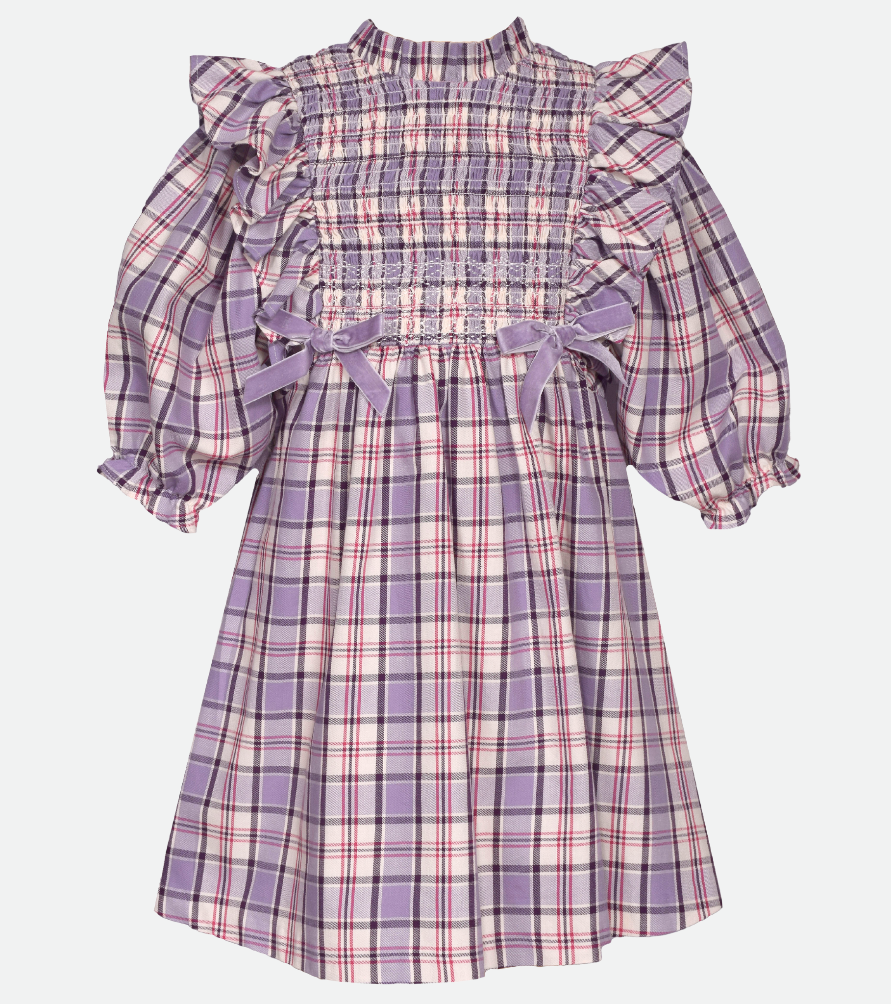 Smocked Purple Plaid Dress for Girls