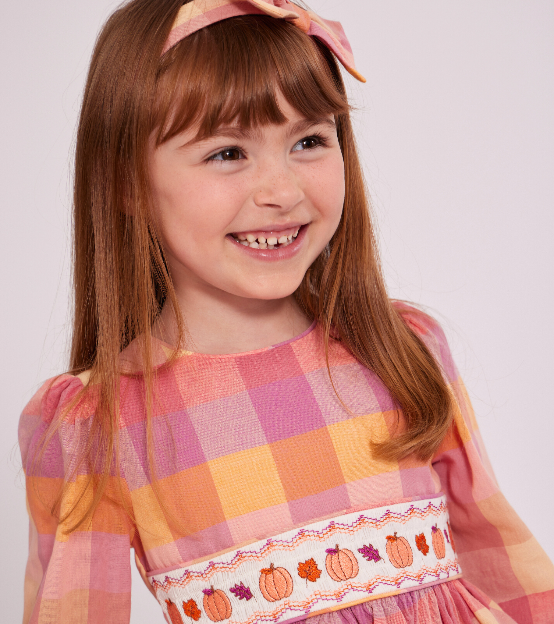 Autumn Smocked Dress with Headband