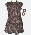 Tween Girls Dress Girls Leopard Print Dress Smocked Dress Matching Scrunchies 