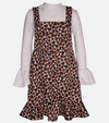 Tween girls cheetah print jumper dress and sweater set