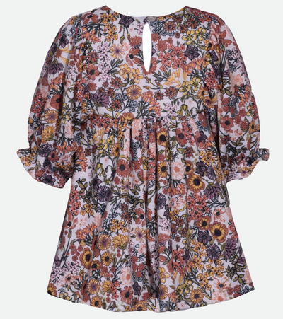Girls fall floral dress with dolman sleeves and vintage inspired floral print 