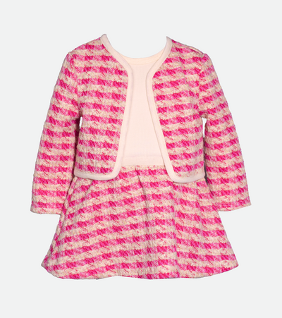 Matching Sister Dress Baby girls pink tweed dress with jacket set sweater dress