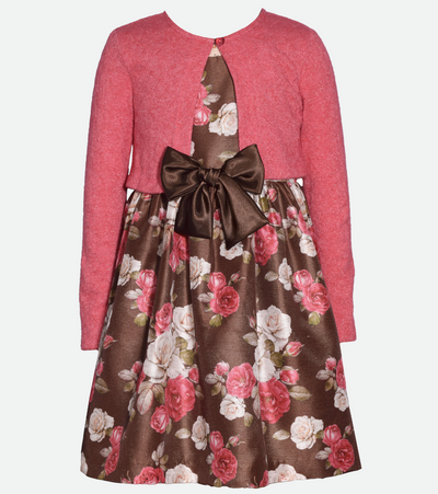 Tween girls floral party dress with cardigan