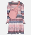 Tween girls striped sweater dress with mock neck and crossbody bag set