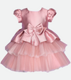 Baby girls pink party dress with tiered skirt 