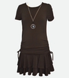 Tween girls black ruched dress and matching necklace 