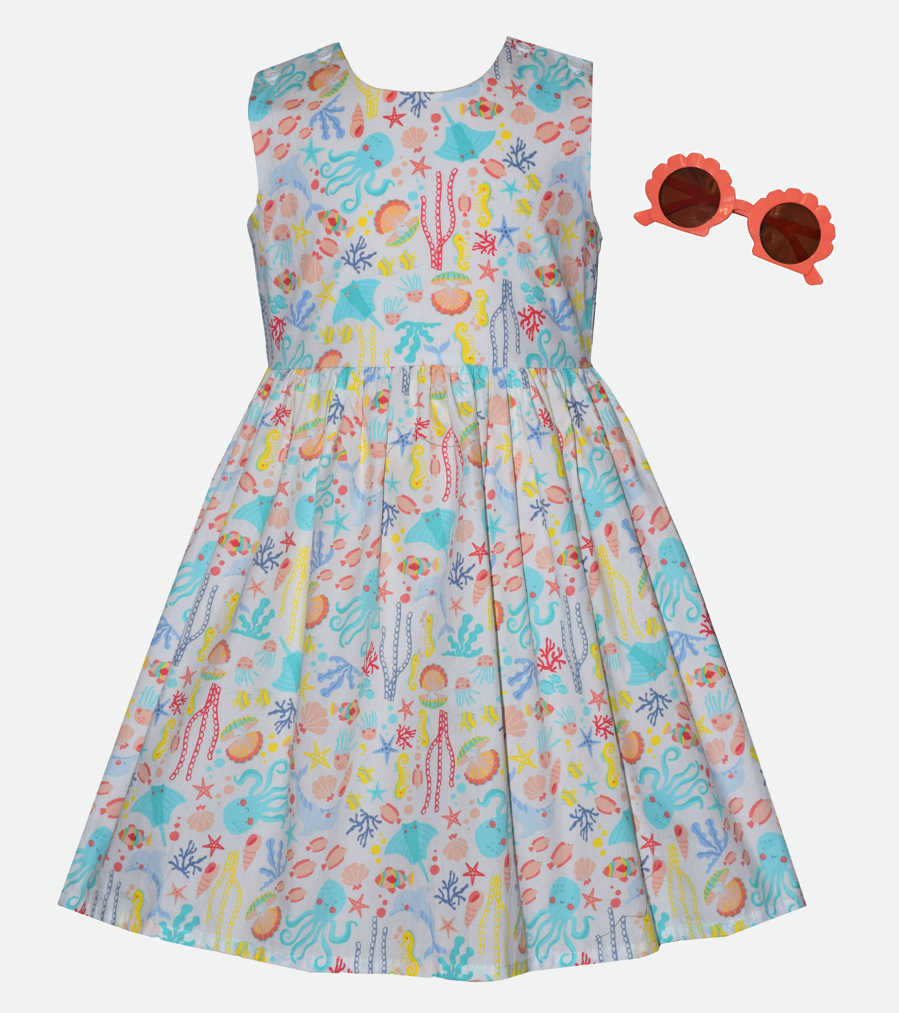 Marine Print Dress for Girls 
