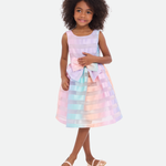 Viola Rainbow Stripe Party Dress - Image 
