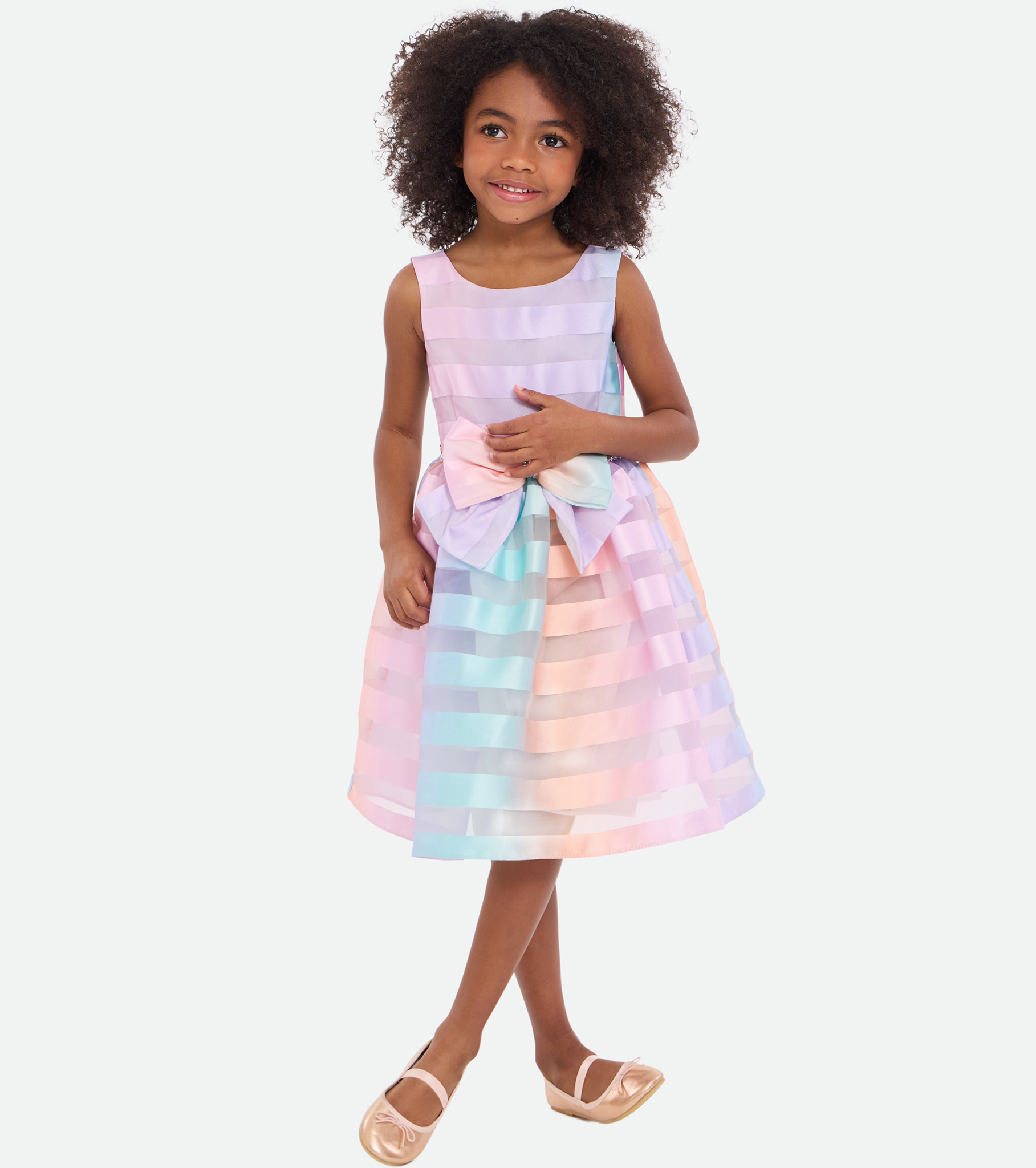 Viola Rainbow Stripe Party Dress