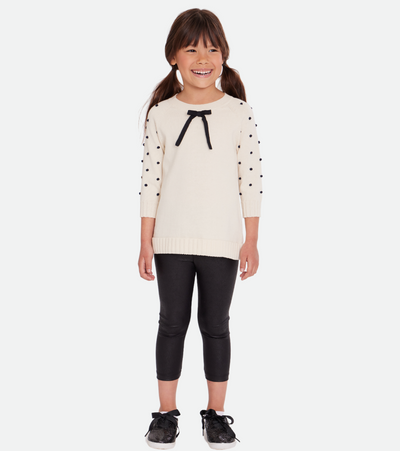 Matching Sister Outfit Girls sweater legging set in black and white