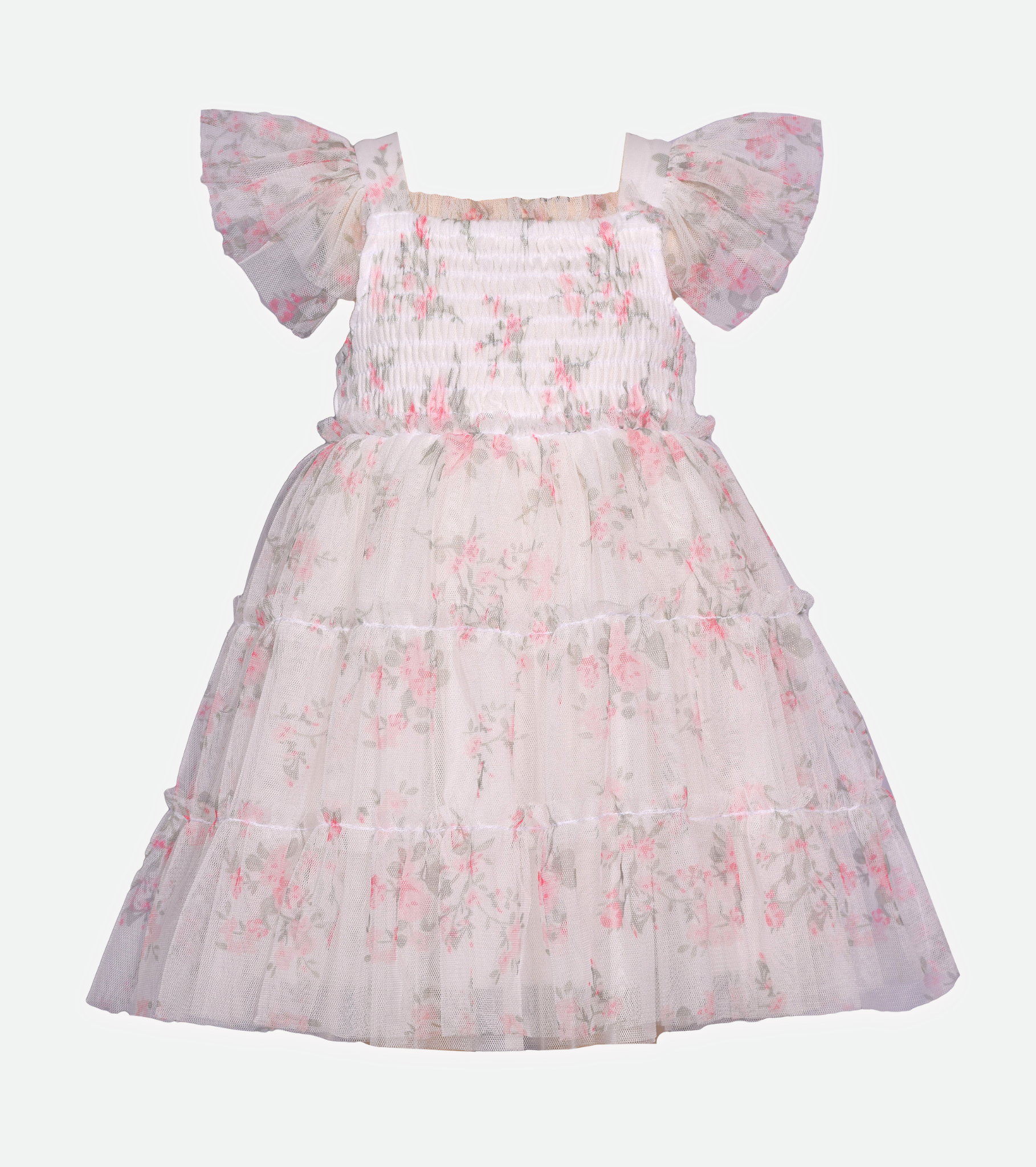 White Floral Party Dress for Girls