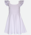 White party dress for girls knit dress with embroidered flutter sleeves 