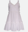 White dress for tween girls sundress with ruffles 