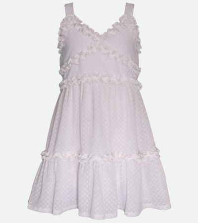 White dress for tween girls sundress with ruffles