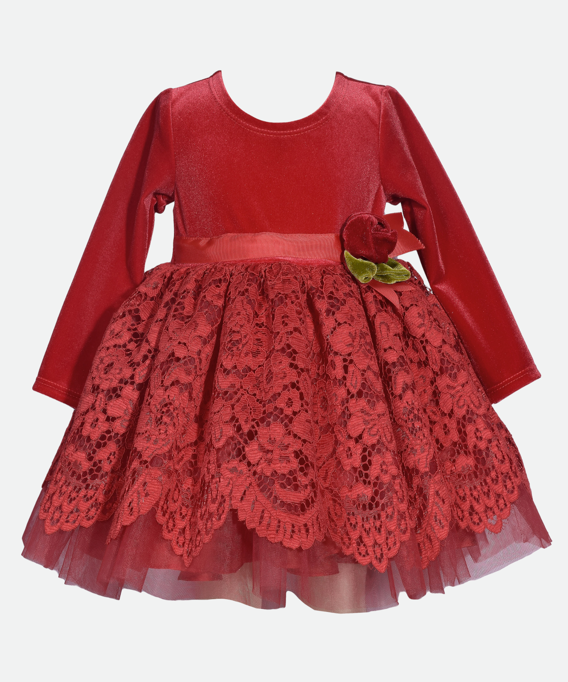 Bonnie Jean Diana Red Lace Party Dress 12M Red