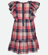 Evie Plaid Flutter Sleeve Dress