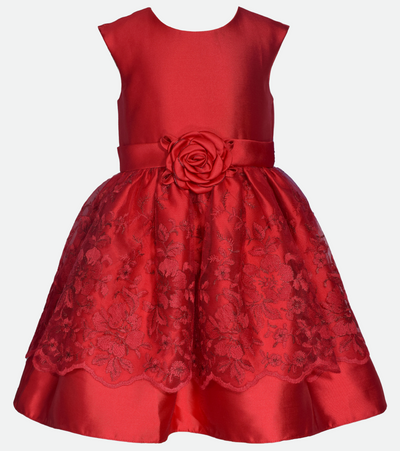 baby girls christmas dress for girls red lace party dress with rosette