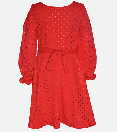Christmas dresses for girls red knit polka dot