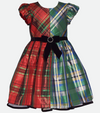 Girls christmas dresses in red and green plaid taffeta