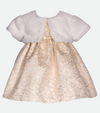 Baby girls christmas dress in gold with fur shrug