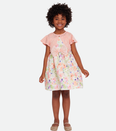 Easter Dresses for Girls with floral party dress and cardigan in peach