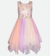 Floral party dress for girls with embroidered fairy mesh skirt 