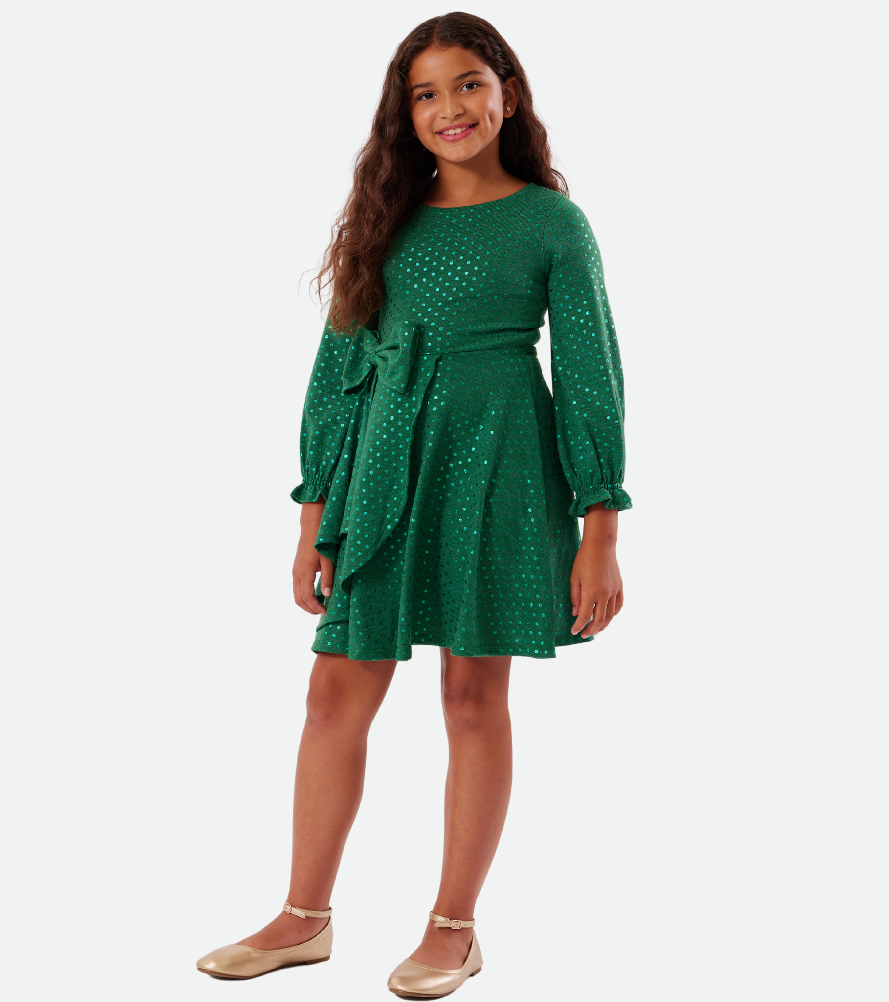 Bonnie Jean Amora Polka Dot Dress 14 Green
