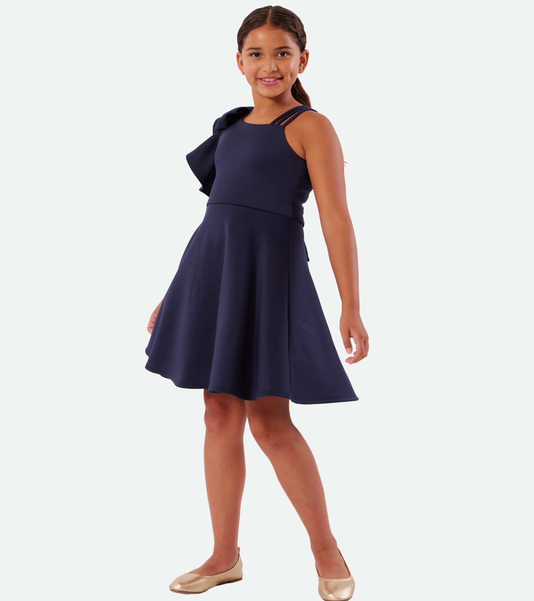 Kylie Ruffle Shoulder Skater Dress