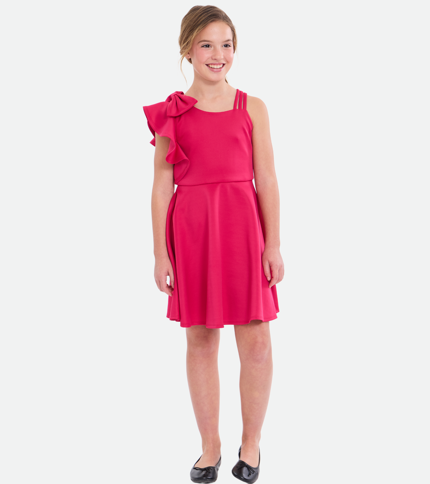 Kylie Ruffle Shoulder Skater Dress