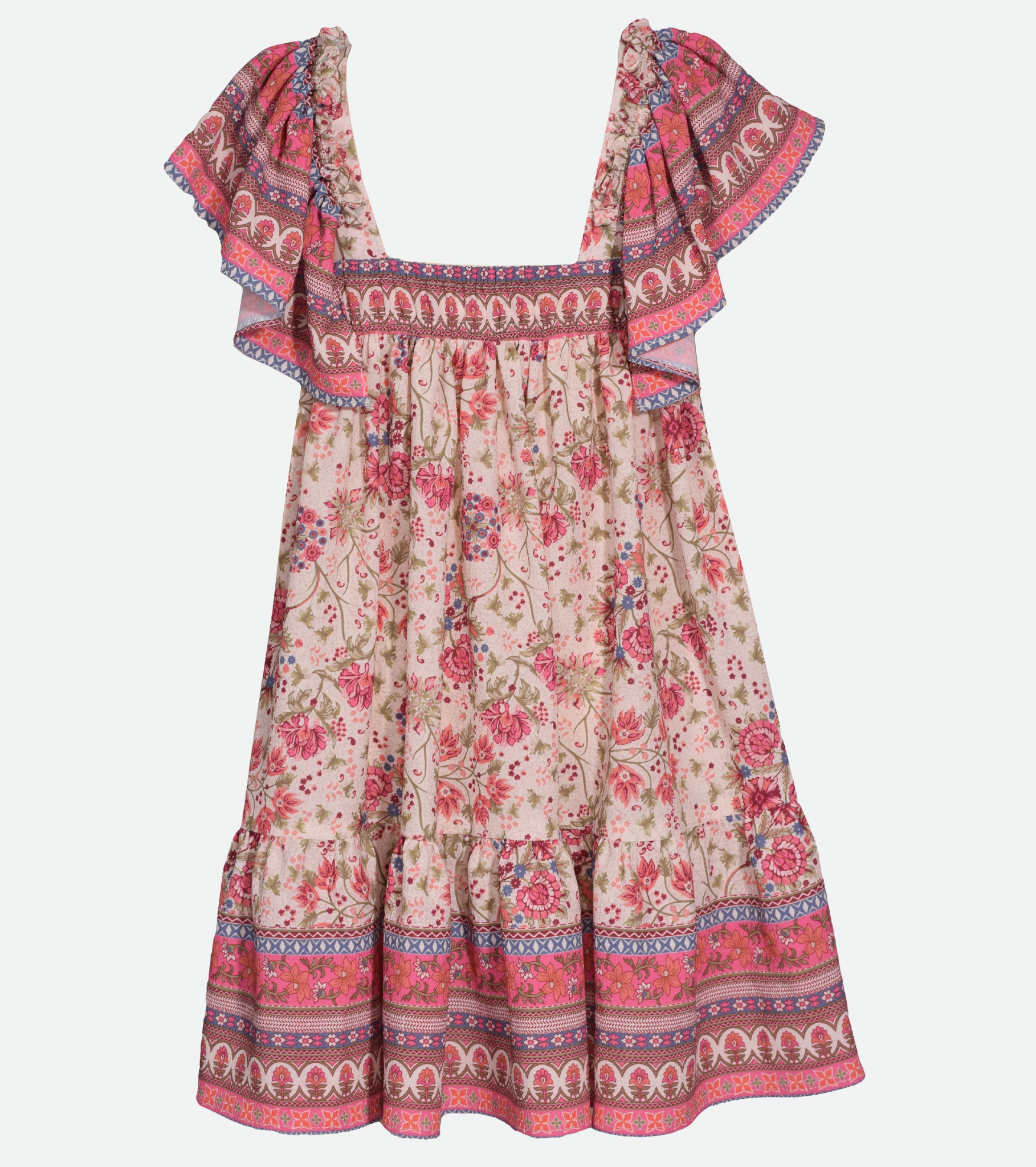 Lola Flutter Sleeve Dress with Macrame Bag