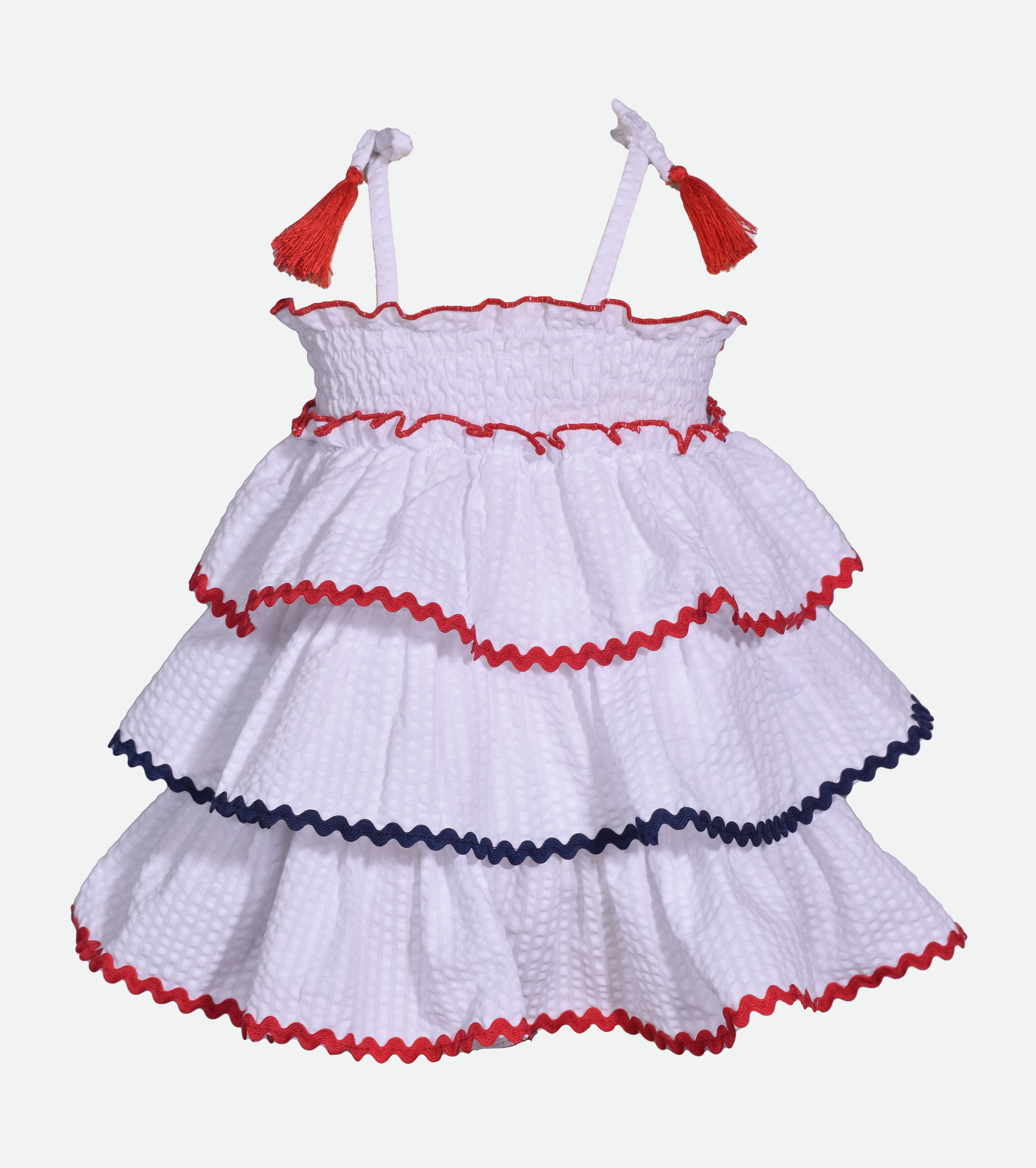 Parker Seersucker Tassel Dress