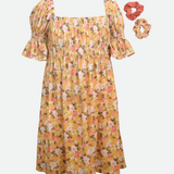 Anna Smocked Peasant Dress with Scrunchies - Image 