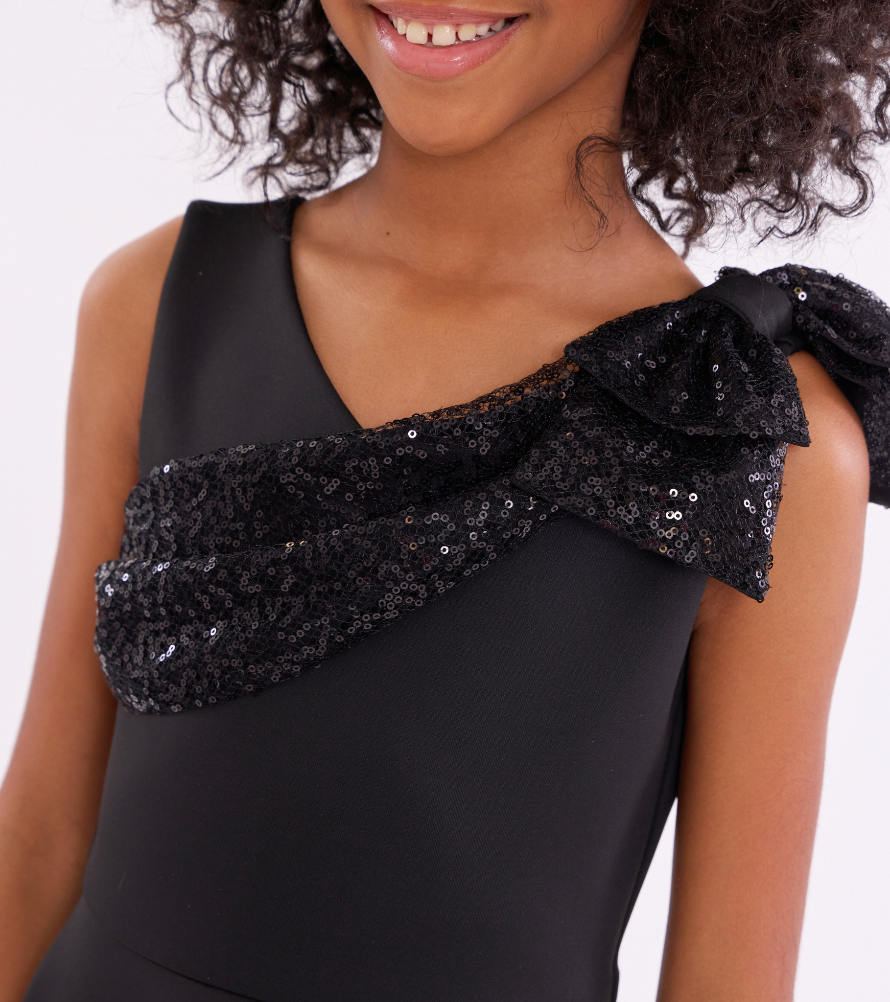 Ana Sequin Shoulder Skater Dress
