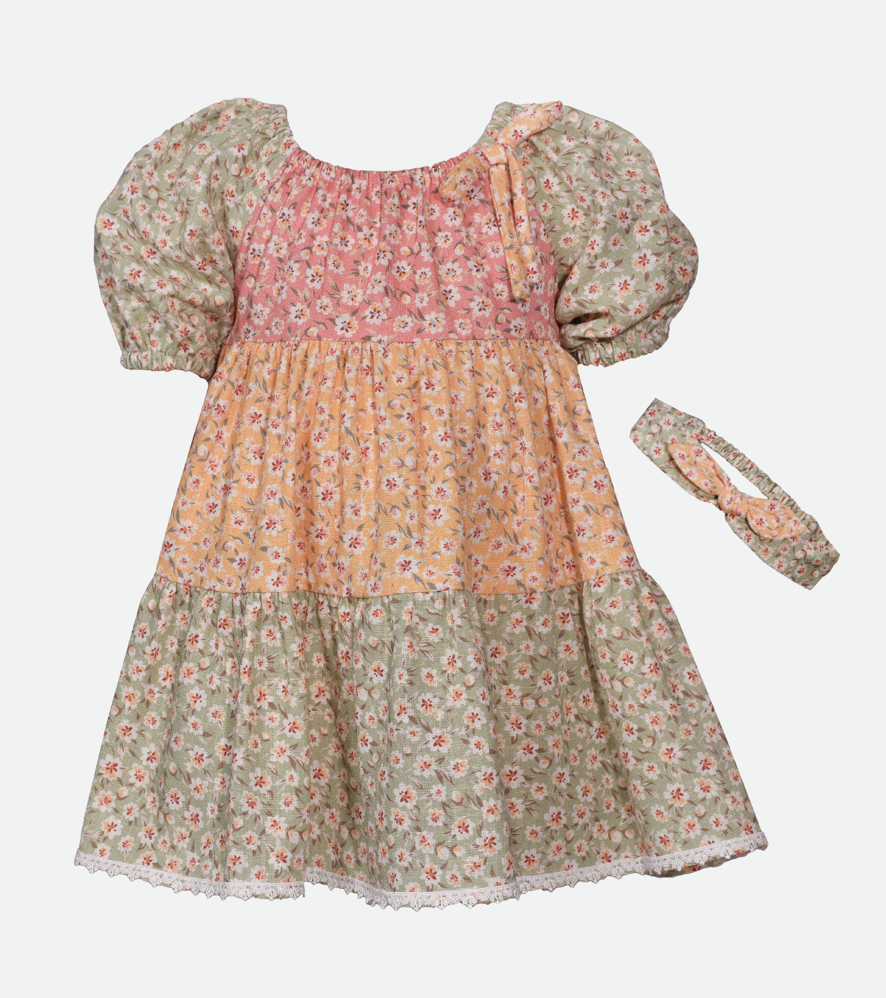 Floral sundress with headband for little girl 