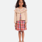 ABC Plaid Dress with Embroidered Cardigan - Image 