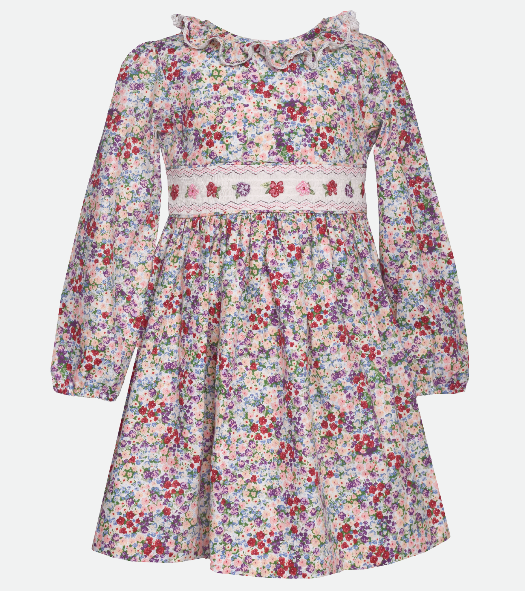 Girls Long Sleeve Floral Smocked Dress for Girls