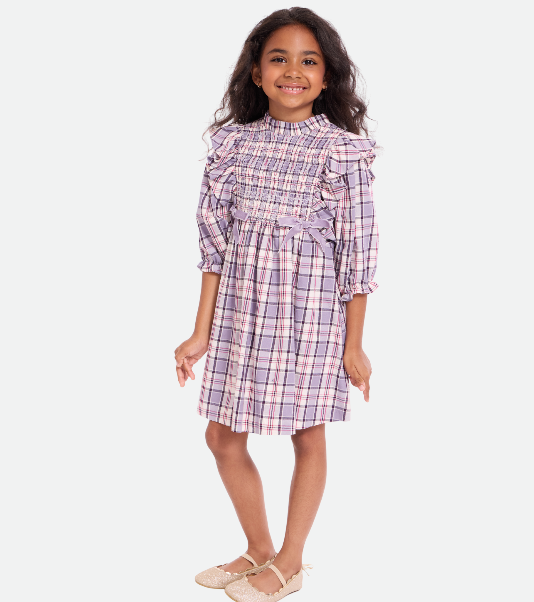 Violette Smocked Plaid Dress