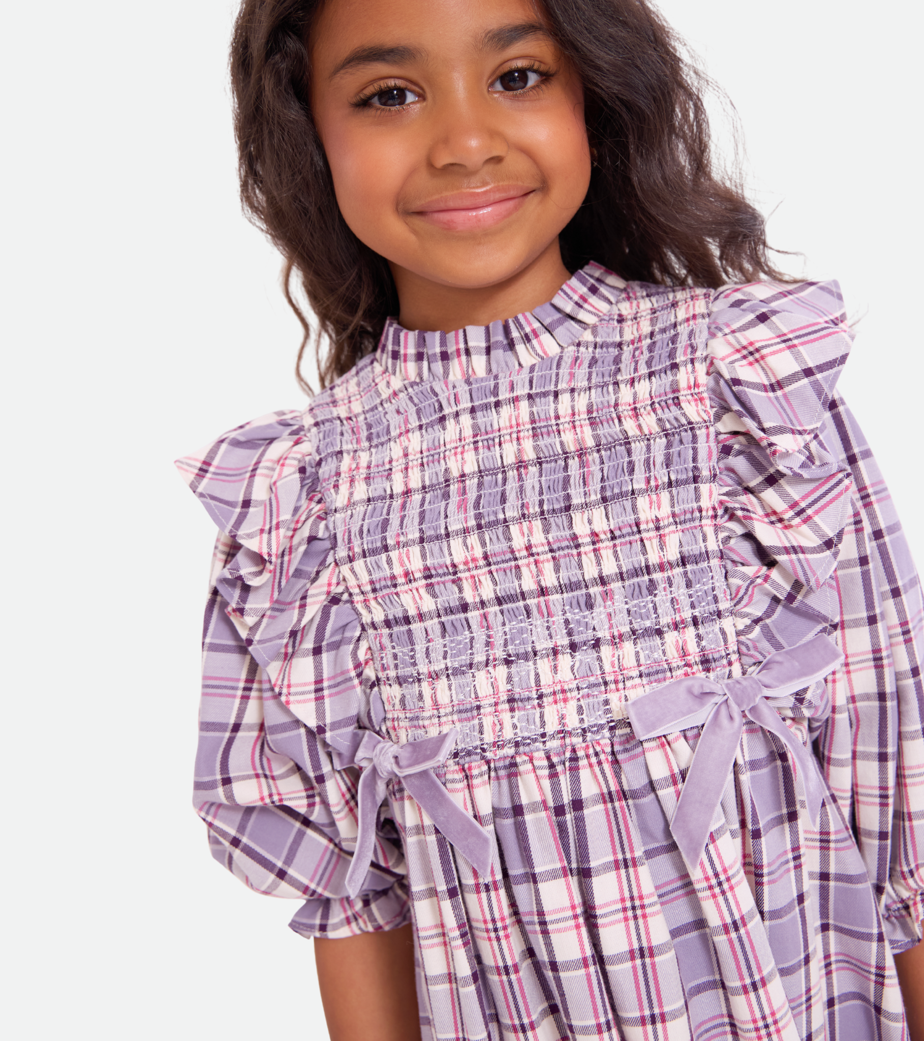 Violette Smocked Plaid Dress