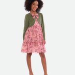 Hailey Floral Chiffon Dress with Cardigan - Image 