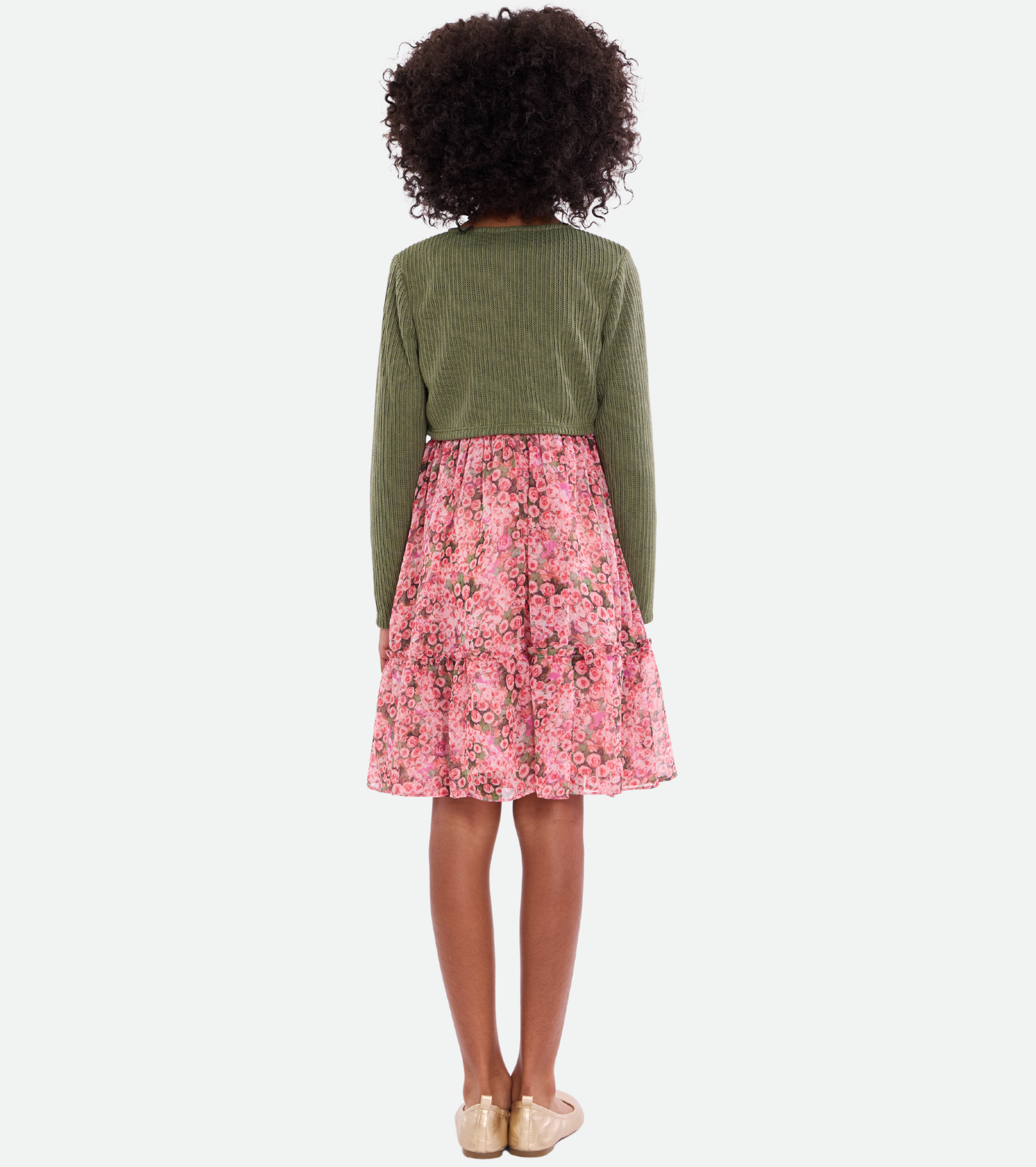 Hailey Floral Chiffon Dress with Cardigan