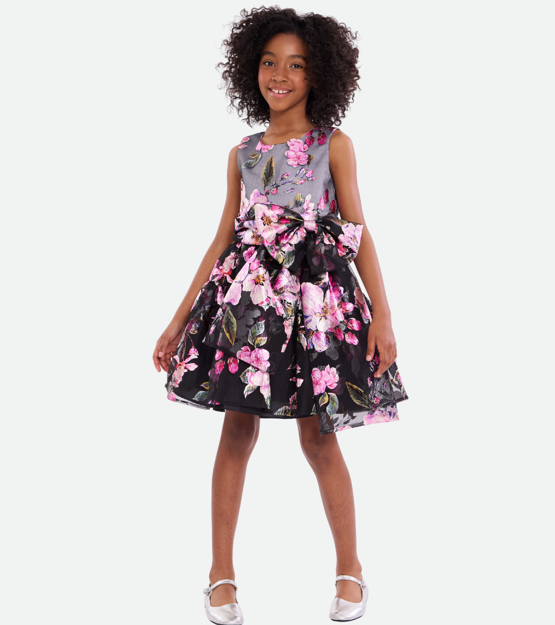 Bianca Metallic Floral Party Dress