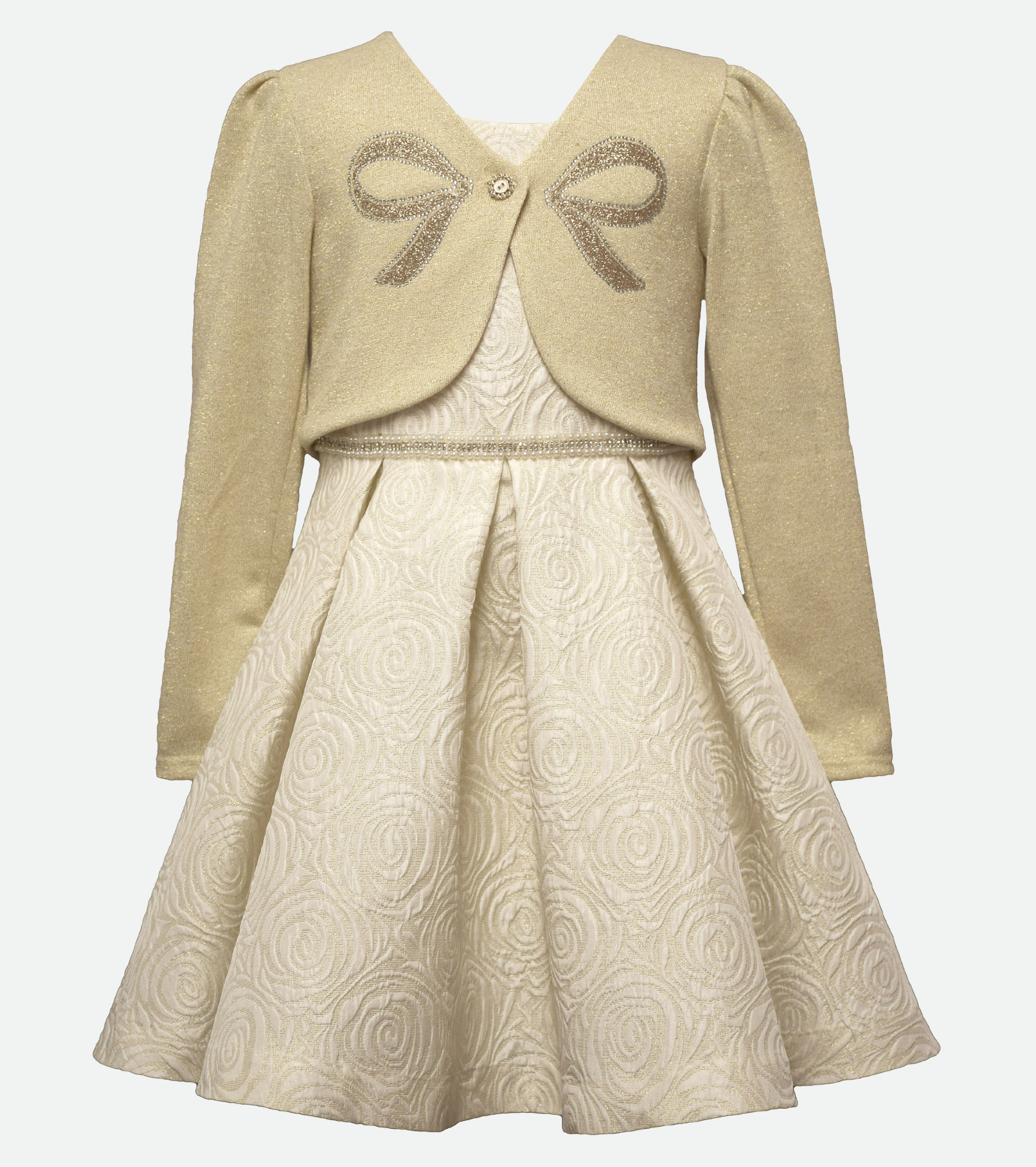 Girls party dress with bow cardigan for holiday party