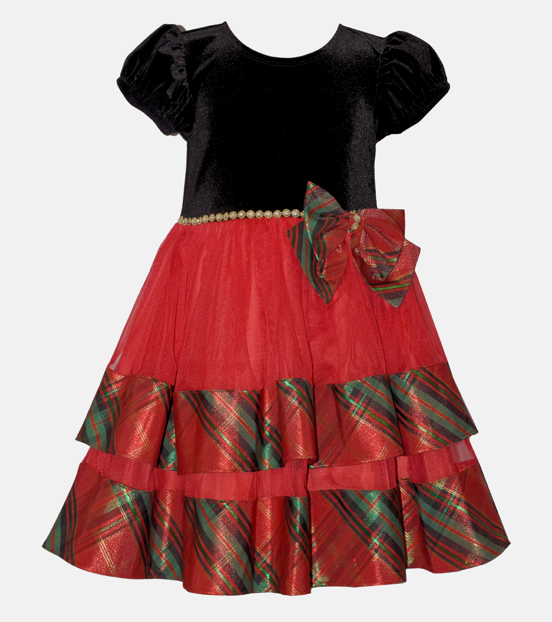 Delia Tiered Plaid Party Dress