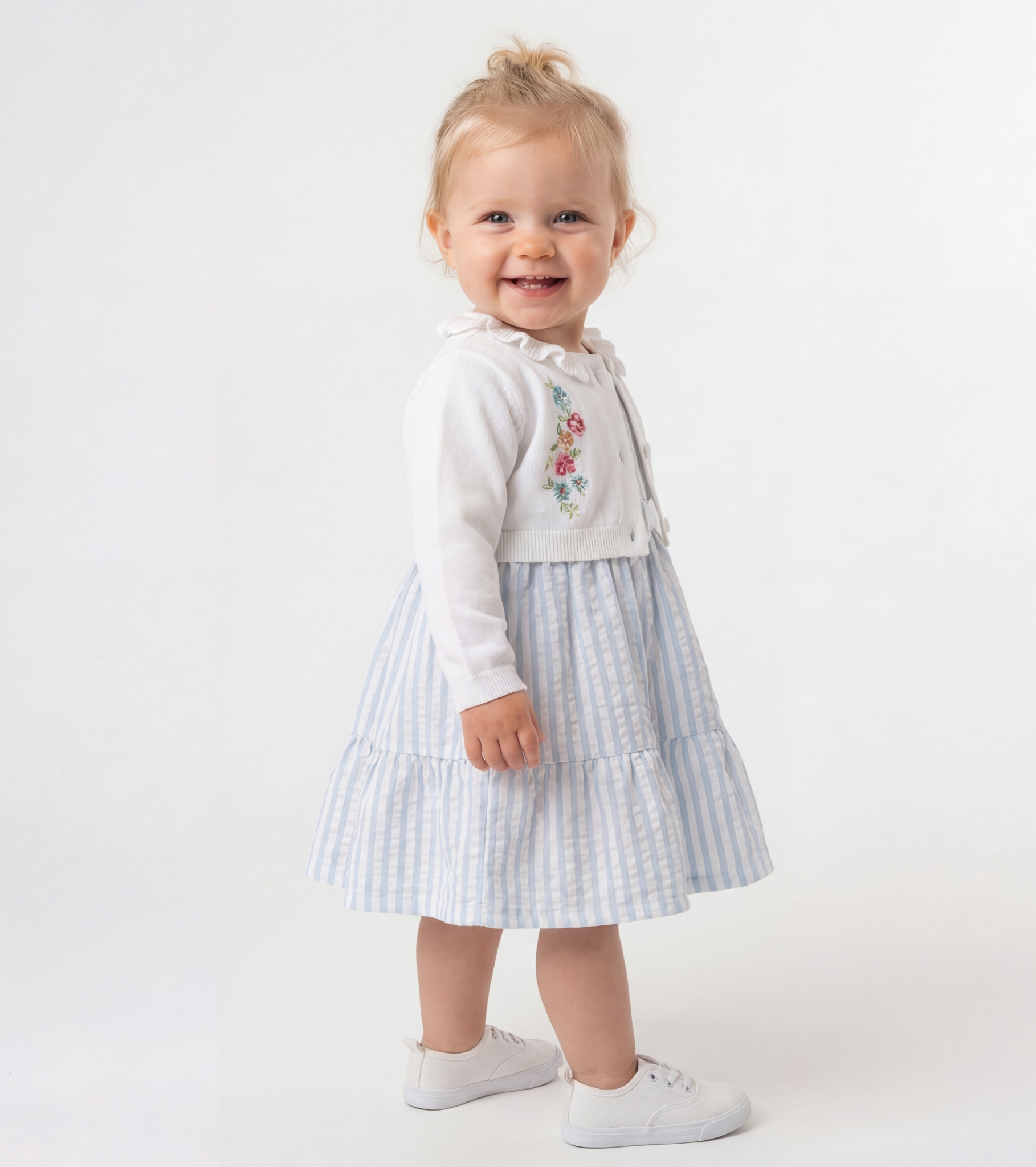 Meadow Seersucker Dress with Floral Cardigan