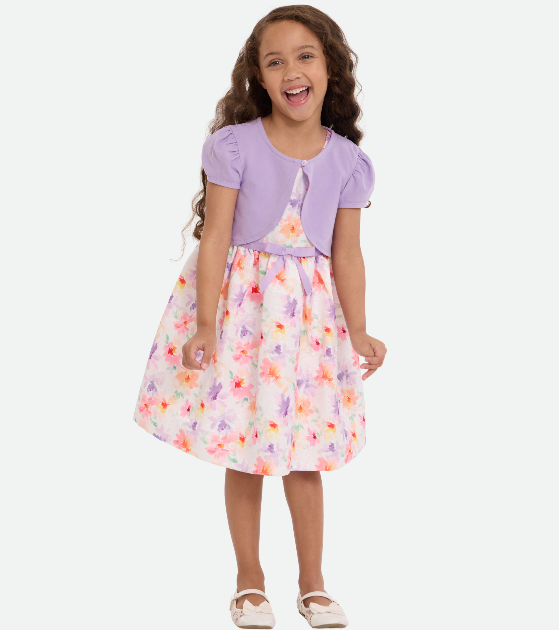 Mia Floral Party Dress with Cardigan