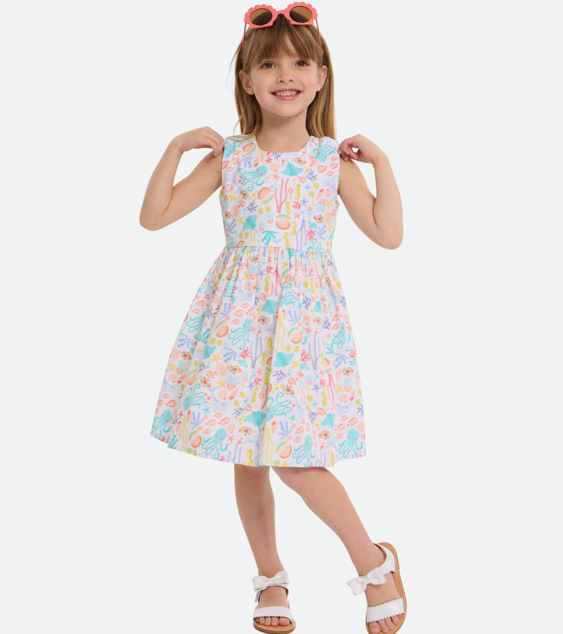 Ariel Marine Print Sundress with Sunglasses